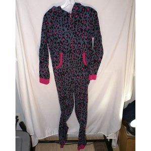 Tarea Leopard Print Hooded One Piece Pajamas Size M